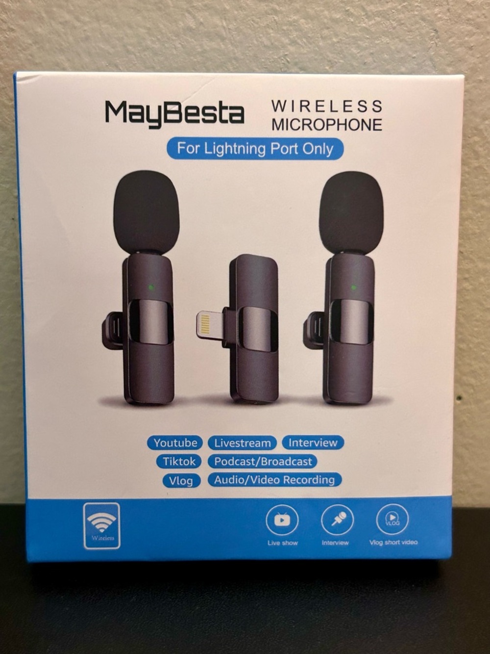 MAYBESTA Professional Mini Wireless Microphone 2 Mics iPhone iPad Lavalier Lapel